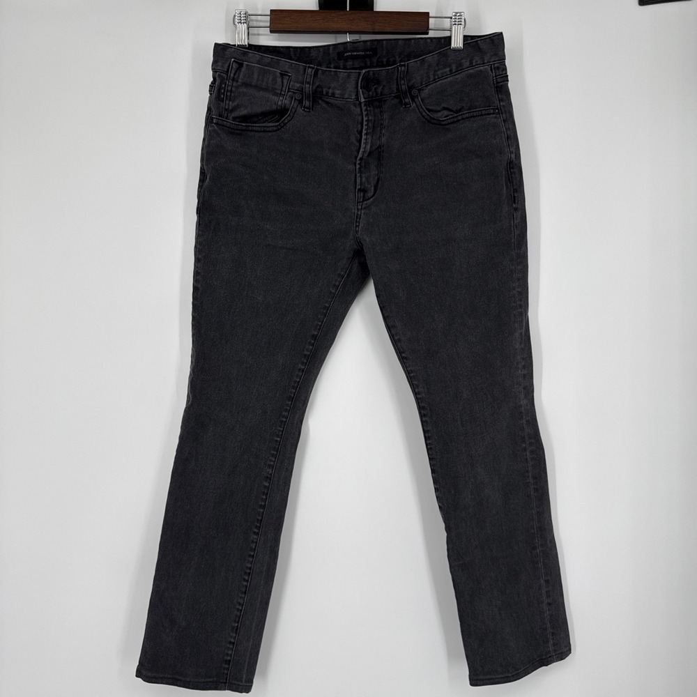 John Varvatos Jeans Mens 33 Acid Black Bowery Slim Straight Leg Denim USA Star